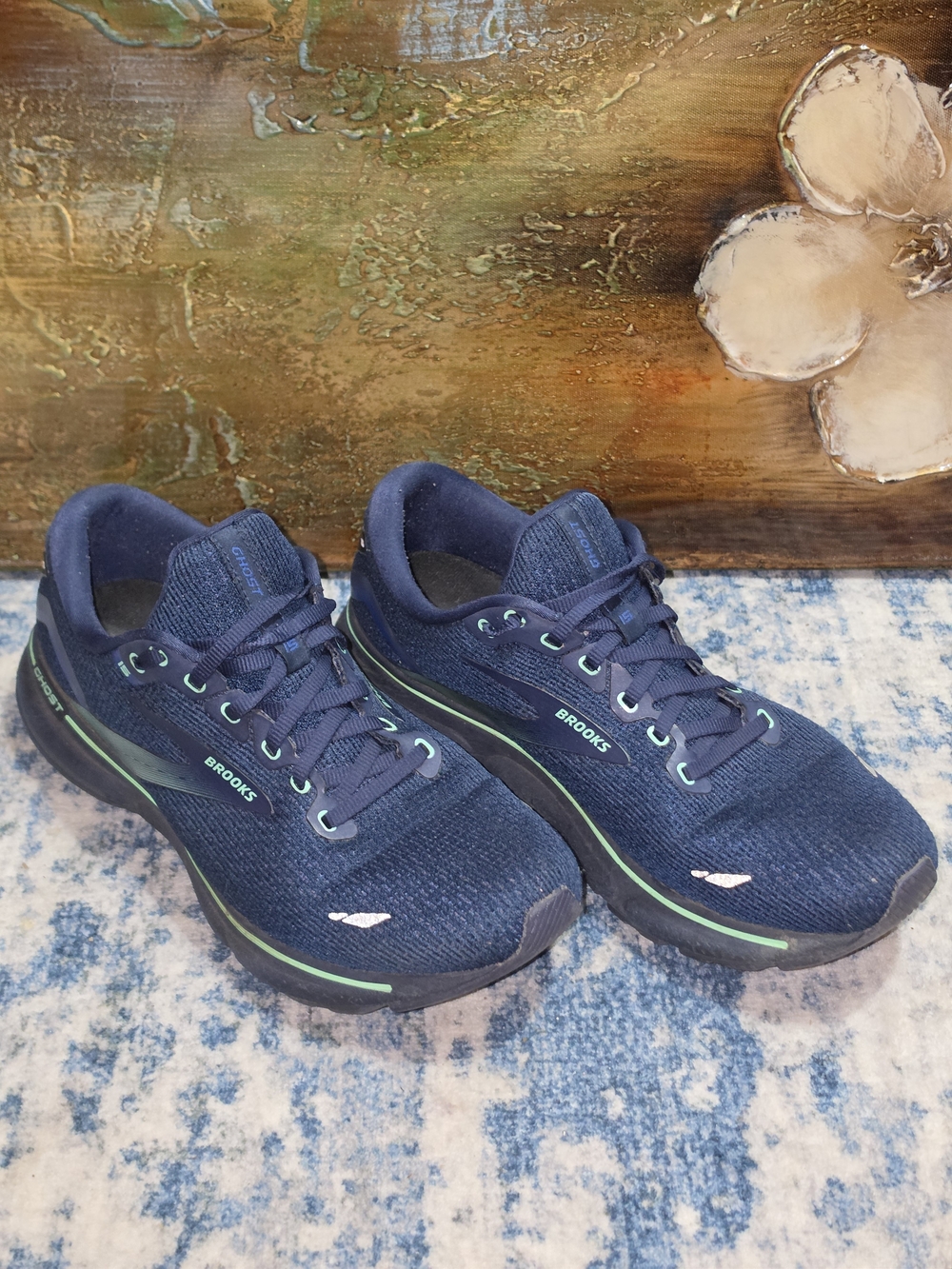 Brooks Navy Running Shoes with Mint Trim